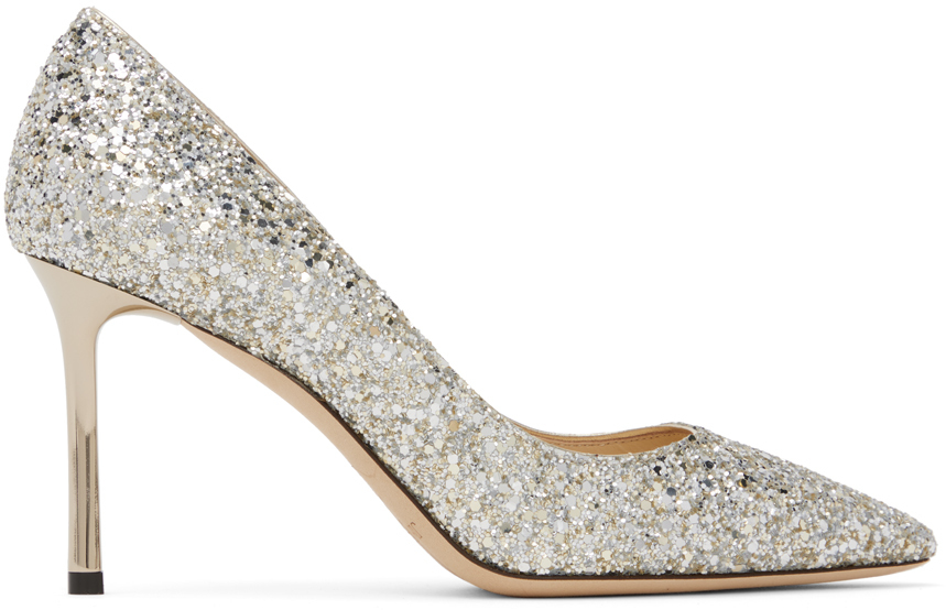 Jimmy Choo Logo Thin-soled Shallow-mouth High-heeled Shoes In Silver