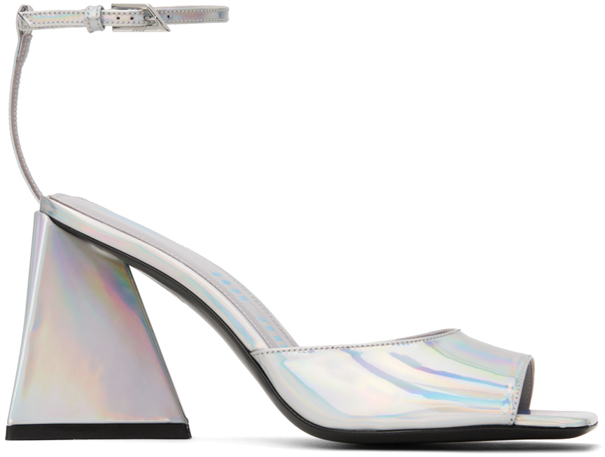 Silver Piper Heeled Sandals by The Attico on Sale
