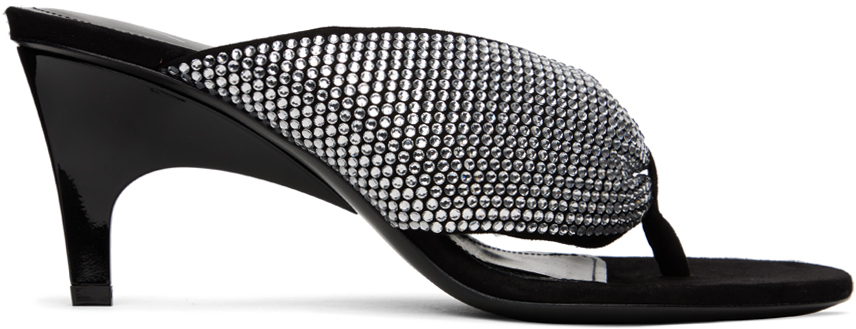 Attico Black Rem Heeled Sandals In 212 Silver/black