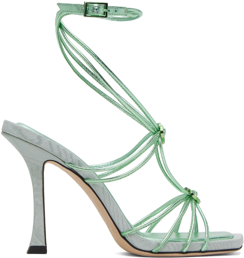 Green Comfy Crossband Buckle Wedge Sandals | Azazie