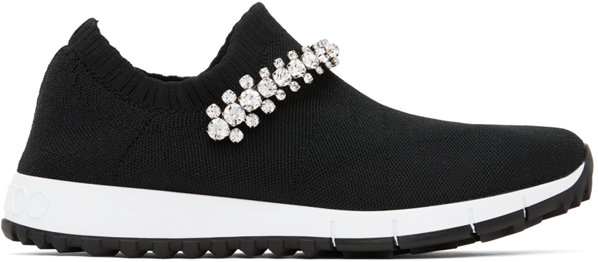 Shop Jimmy Choo Black Verona Sneakers In Black/crystal