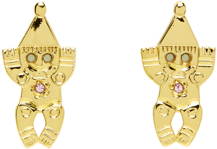 Chopova Lowena Gold Gnome Earrings In Multi
