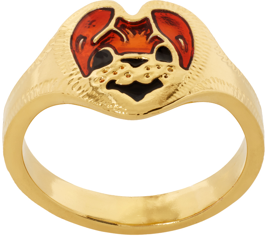 Gold Bear Heart Ring