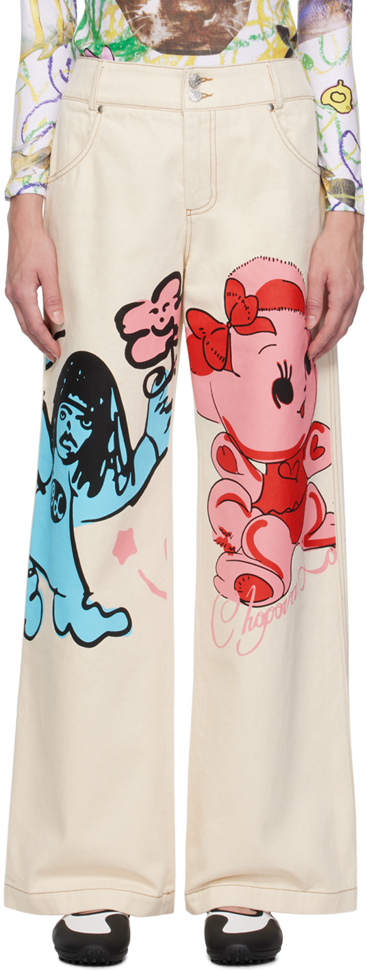 【関税込み】Chopova Lowena オフホワイト Bear ジーンズ Off-White Bear Jeans by Chopova Lowena on Sale