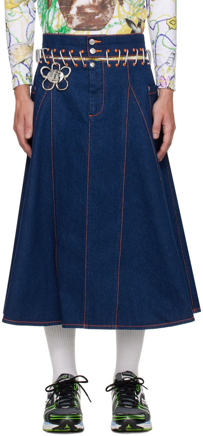 Chopova Lowena Blue Nosebutter Denim Midi Skirt