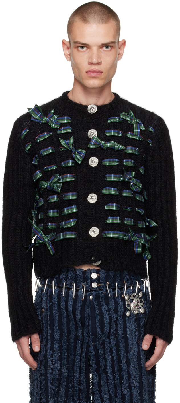 Chopova Lowena Black Bow Cardigan In Black Multi | ModeSens
