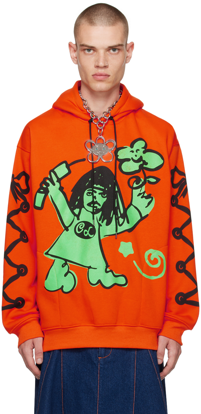 Orange On The Phone Hoodie by Chopova Lowena on Sale