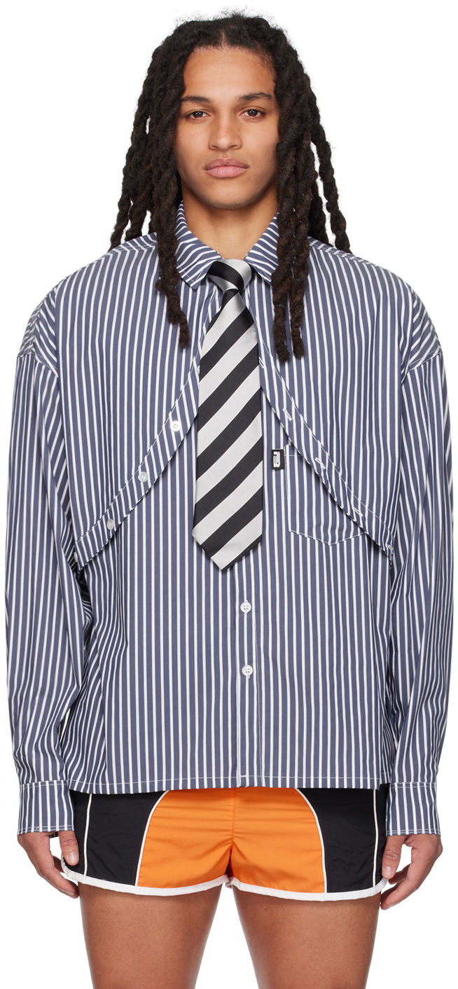BARRAGÁN Blue & White Striped Shirt