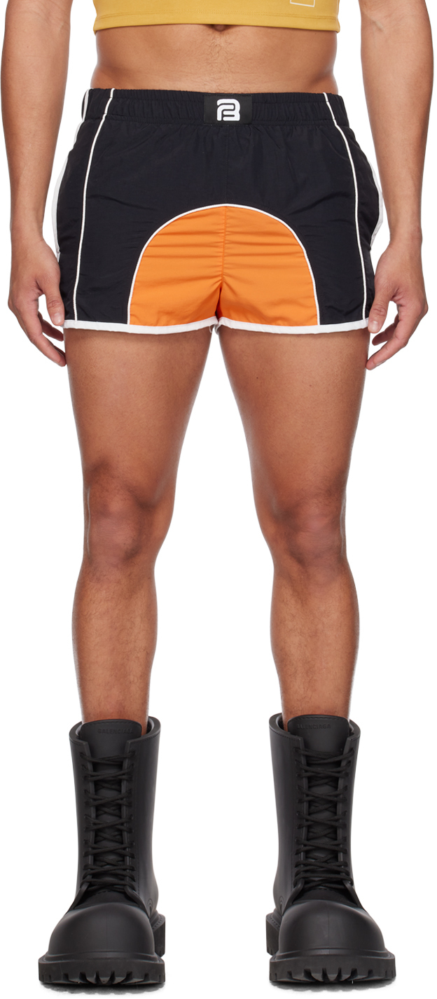 BARRAGÁN Black & Orange Paneled Shorts