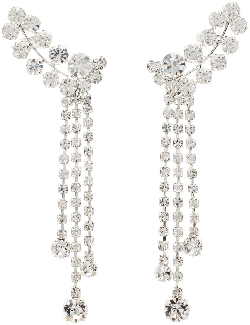 Shop Magda Butrym Silver Oval Crystal Drop Earrings