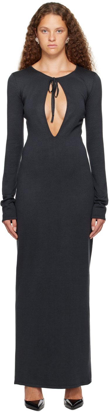 Shop Magda Butrym Gray Keyhole Maxi Dress In Grey