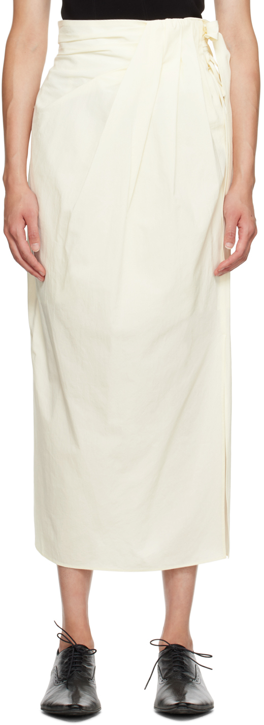 Mame Kurogouchi Off-White Wrap Midi Skirt