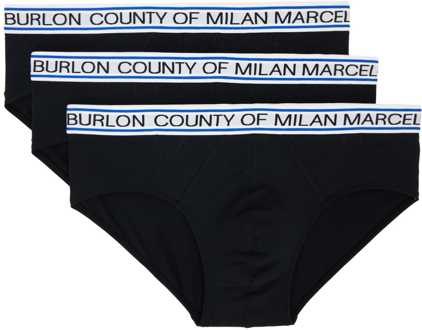 Marcelo Burlon County Of Milan Three-pack Black Briefs In Black/white