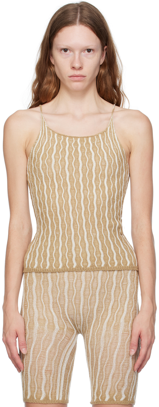 Khaki Strapless Camisole by Isa Boulder on Sale