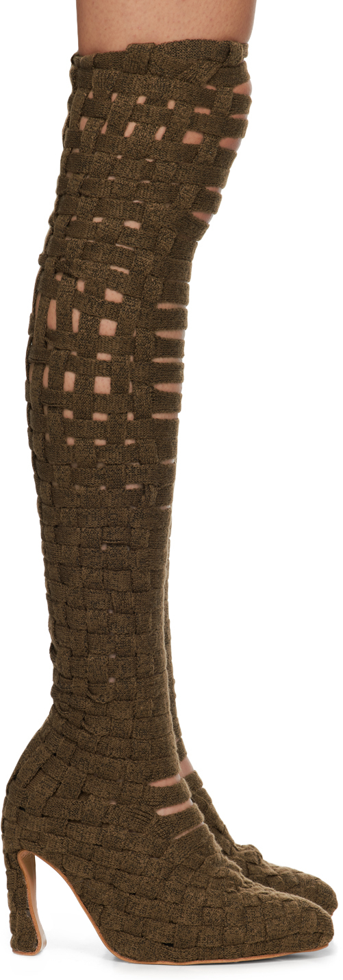 Isa Boulder Khaki Bandage Boots In Swamp