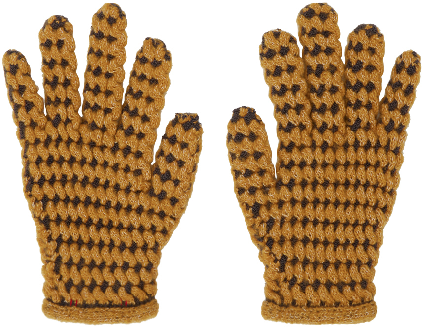 Yellow & Brown Tightweave Gloves