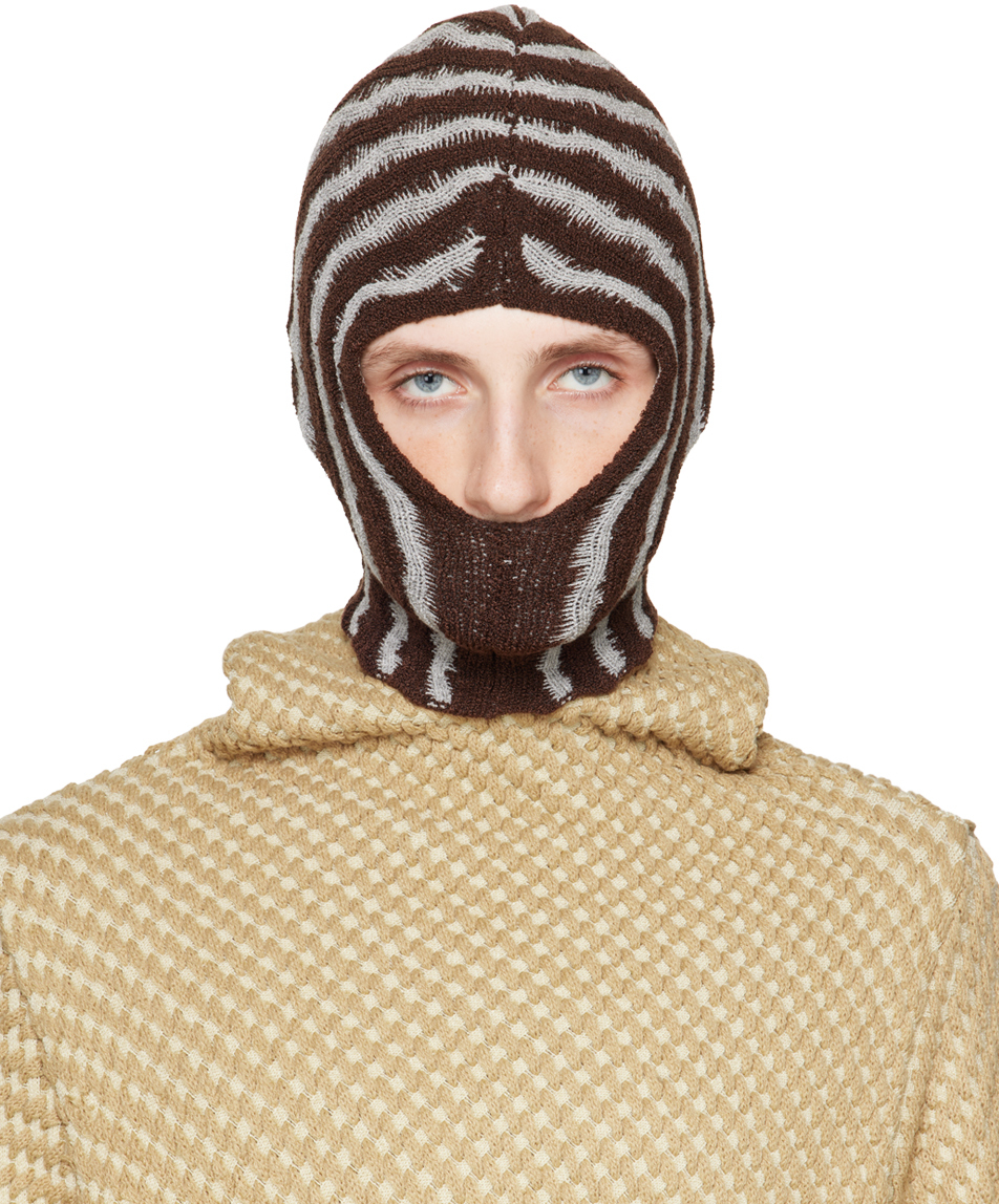 Brown & Gray Big Cactus Balaclava by Isa Boulder on Sale