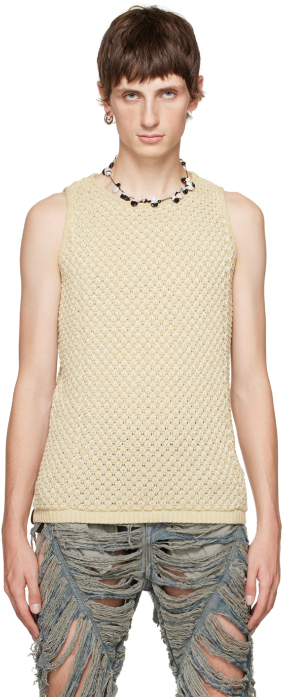 Isa Boulder Off-white Thicklace Tank Top In Cereal