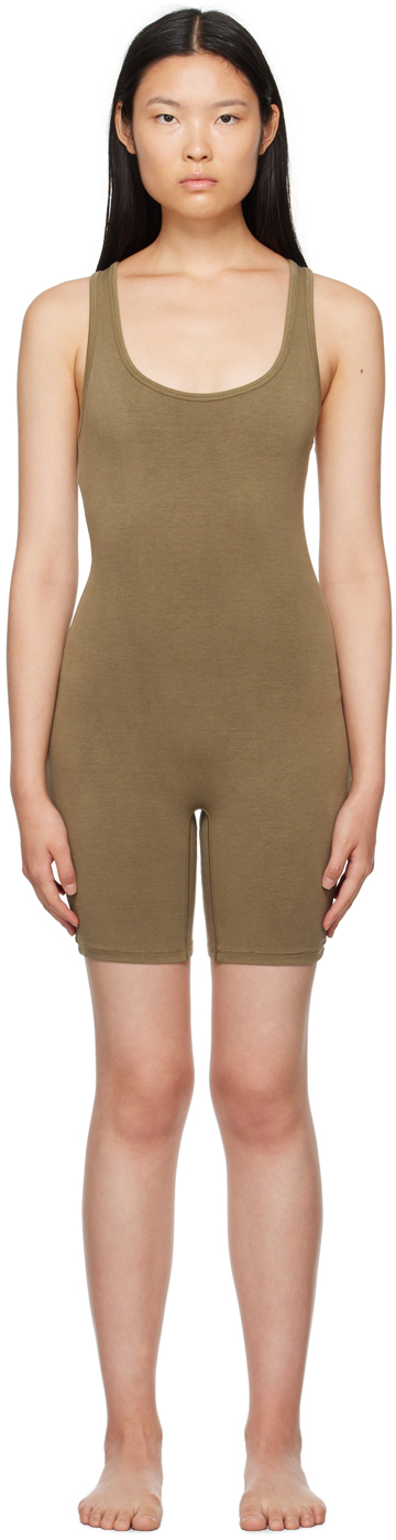 Khaki Outdoor Mid Thigh Onesie Jumpsuit by SKIMS on Sale
