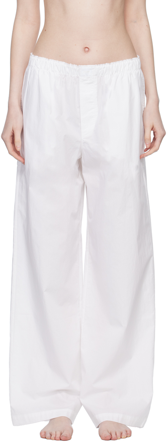 SKIMS: White Poplin Sleep Cotton Pyjama Pants | SSENSE