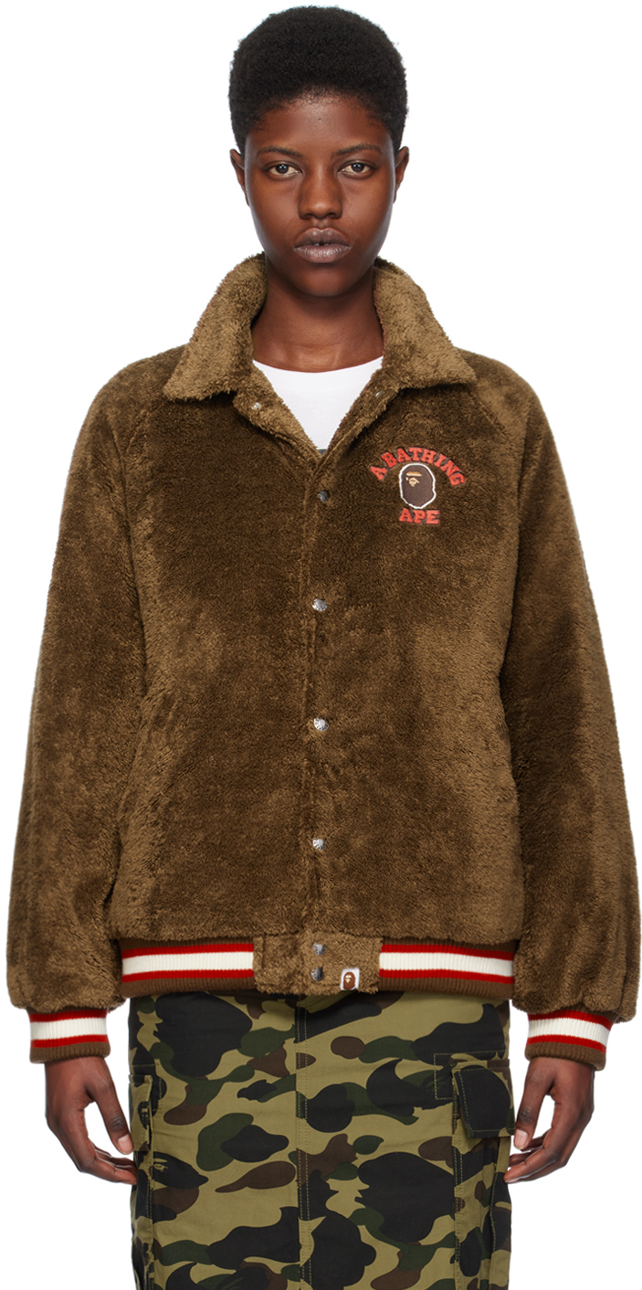 Brown Patch Faux-Fur Jacket