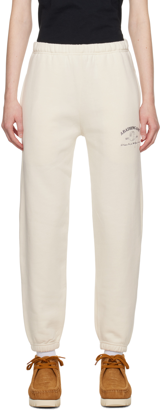 Bape Off-white Embroidered Lounge Trousers In Ivory