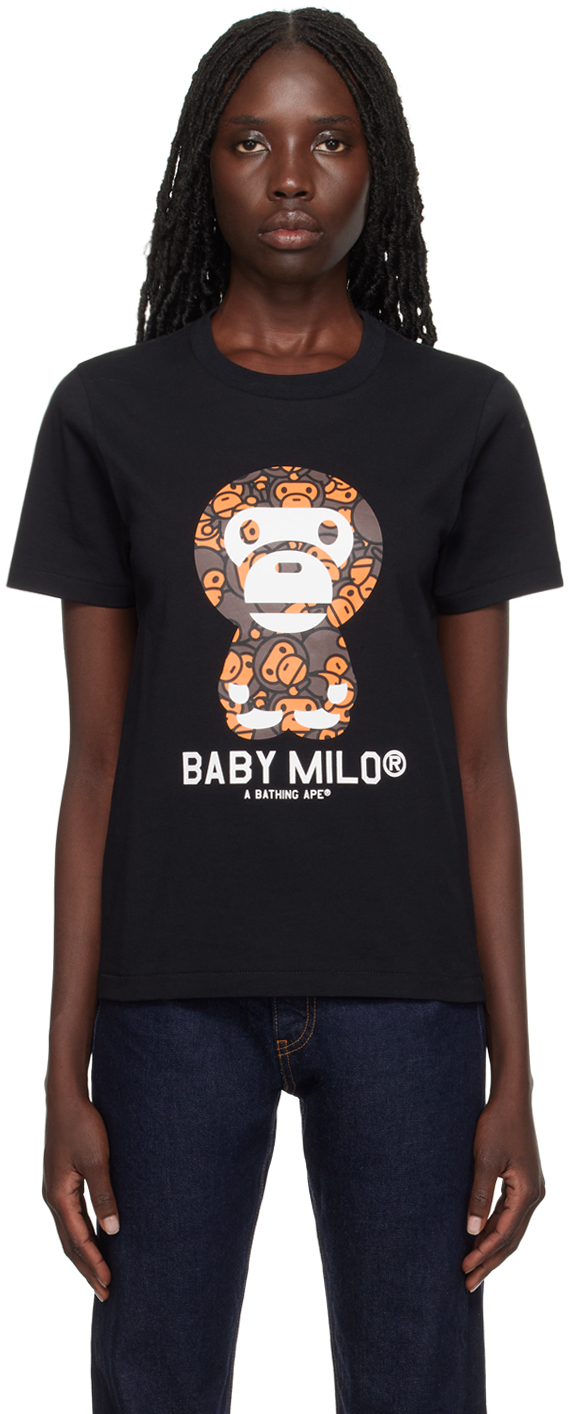 BAPE: Black 'Baby Milo' T-Shirt | SSENSE Canada