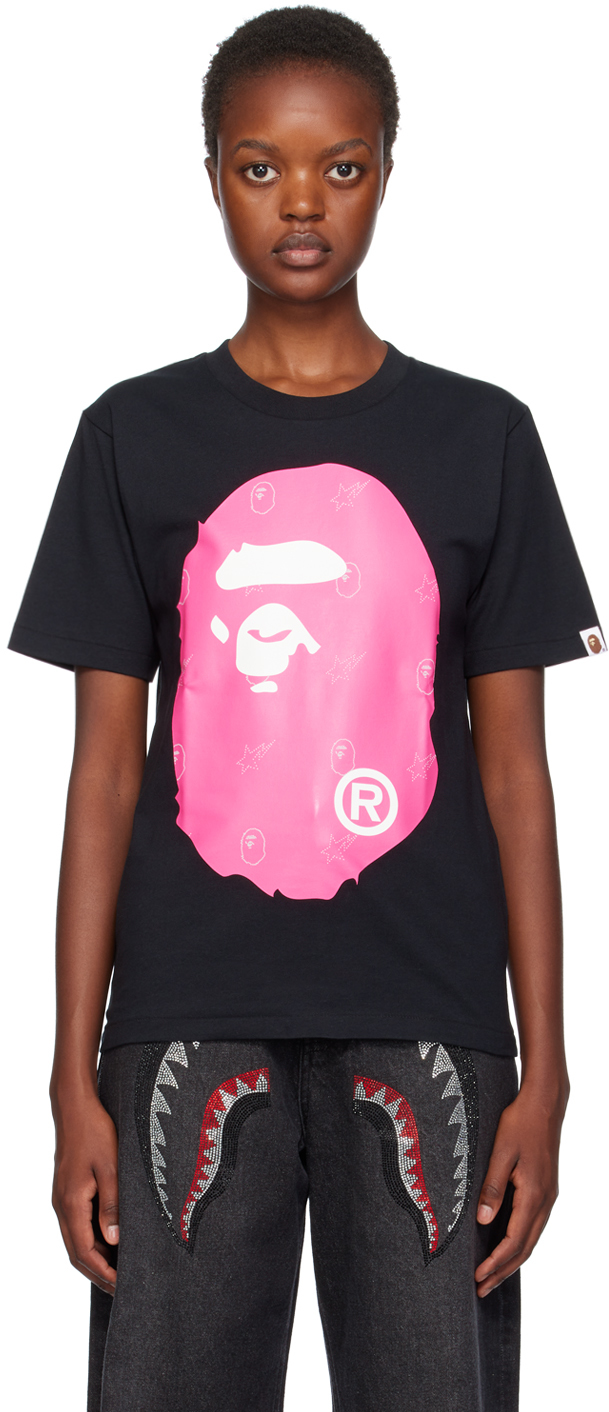 BAPE: Black Crystal Big 'Ape Head' T-Shirt | SSENSE