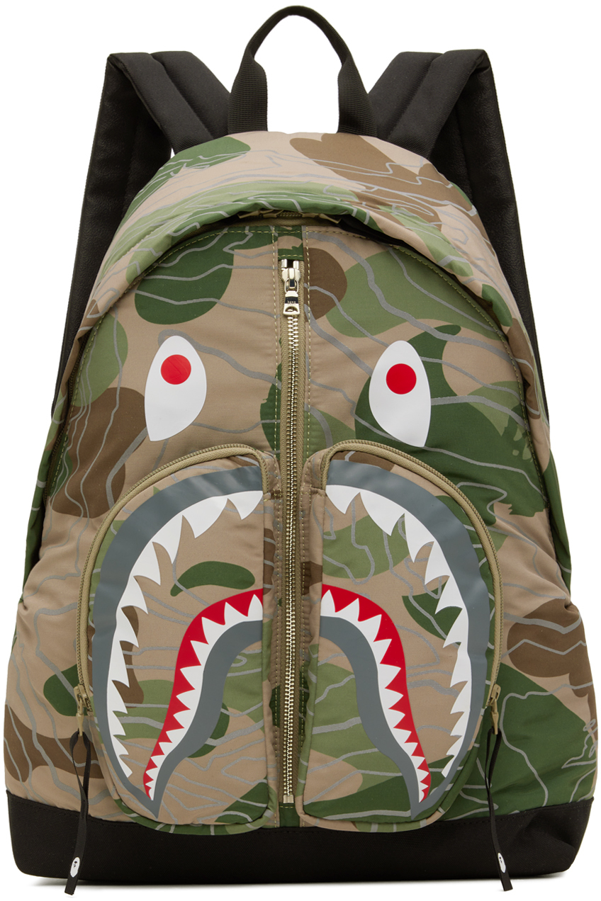 Green Layered Line Camo Shark Backpack