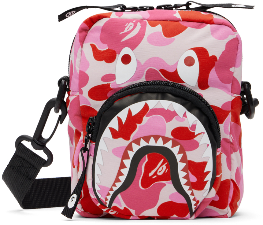 BAPE: Pink Mini ABC Camo Shark Bag | SSENSE