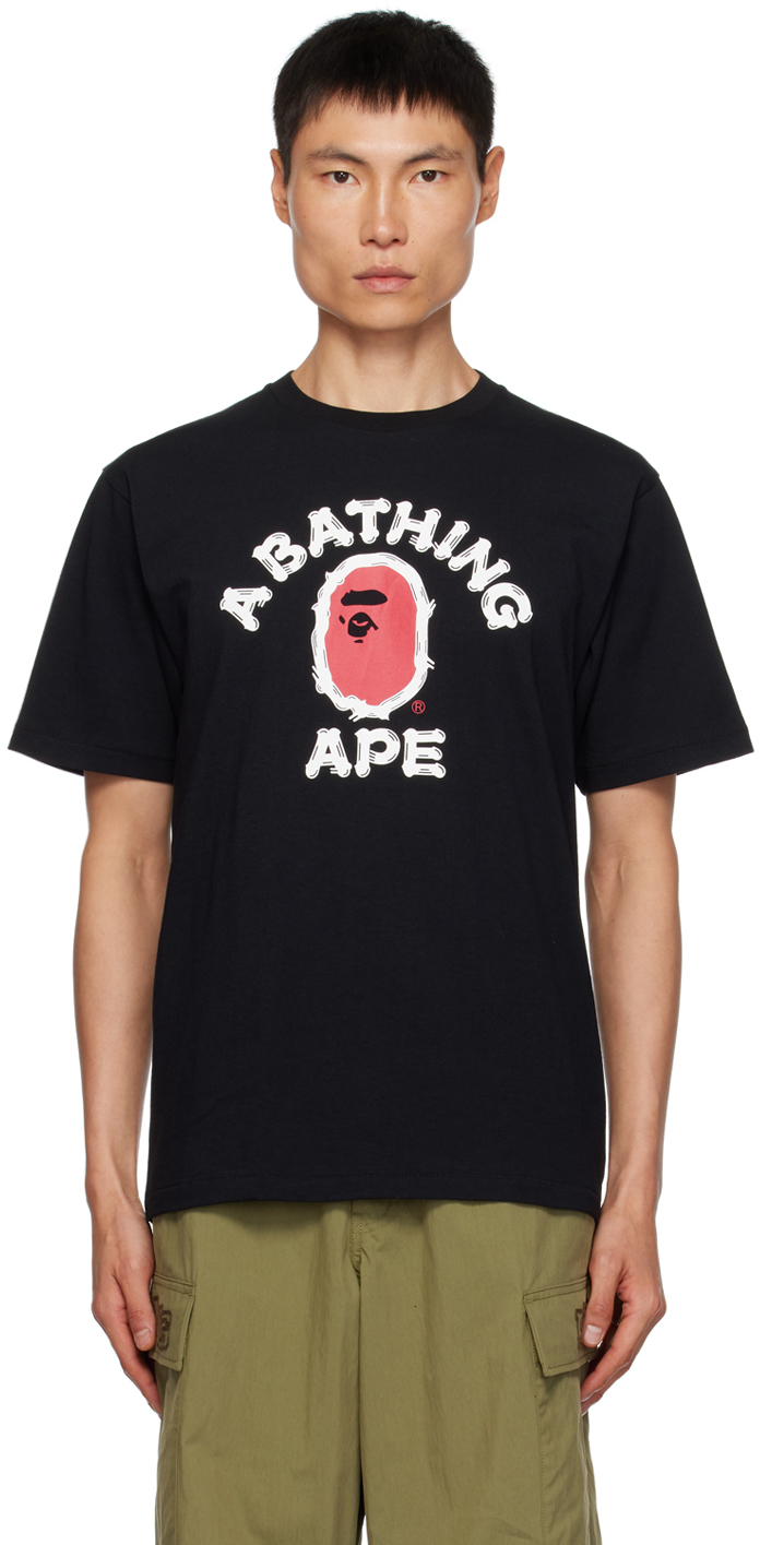 BAPE: Black Brush College T-Shirt | SSENSE