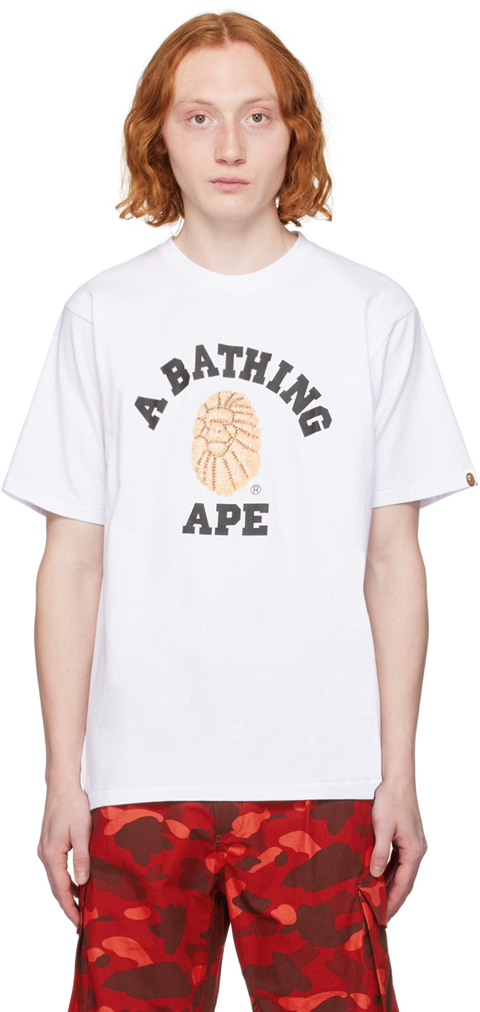 BAPE: White Jewels College T-Shirt | SSENSE