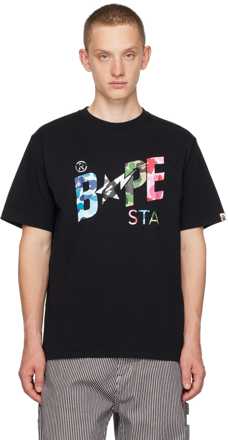 BAPE: Black ABC Camo Crazy T-Shirt | SSENSE