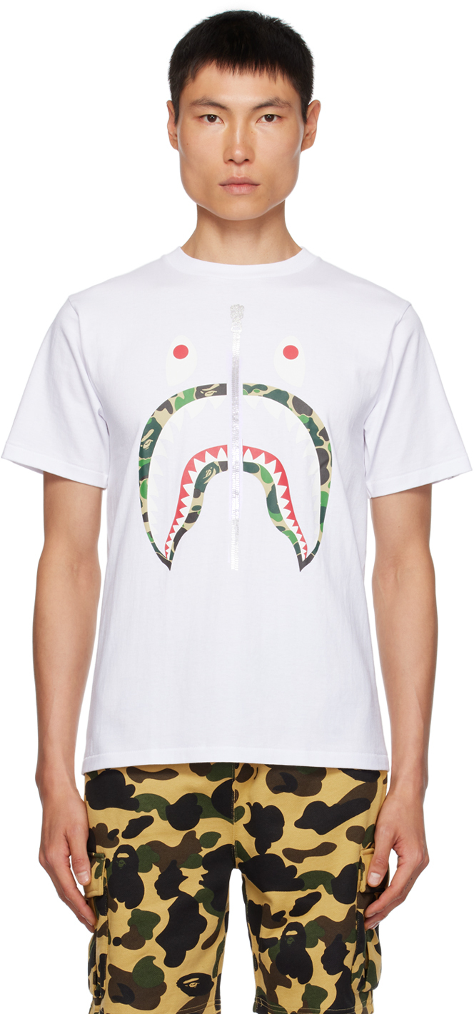 White ABC Camo Shark T-Shirt
