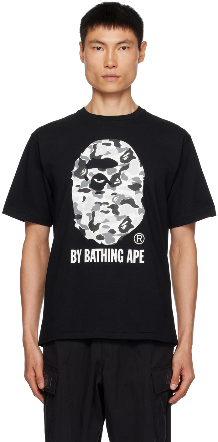 BAPE: Black ABC Camo T-Shirt | SSENSE