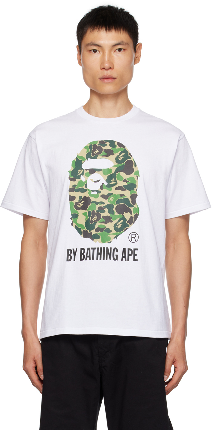 BAPE: White ABC Camo T-Shirt | SSENSE