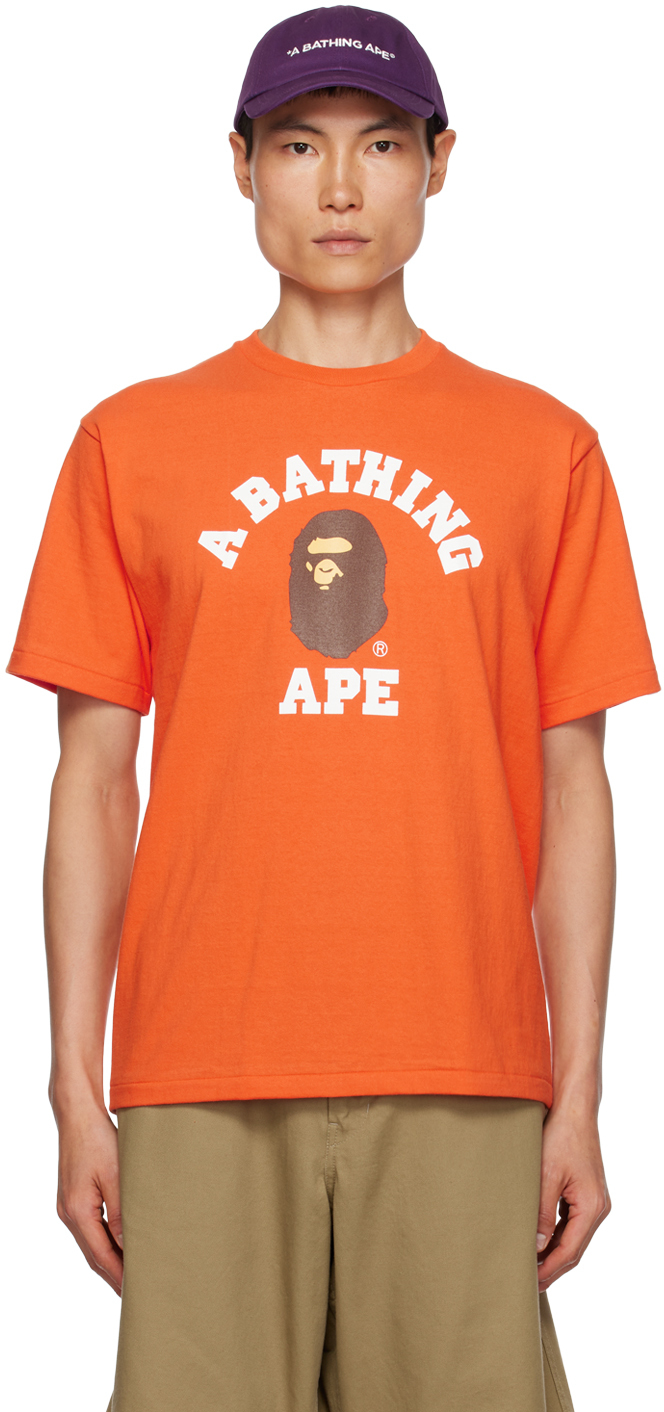 BAPE: Orange College T-Shirt | SSENSE Canada