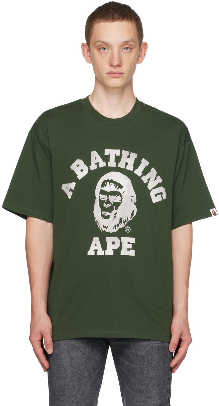 BAPE: Green College T-Shirt | SSENSE Canada
