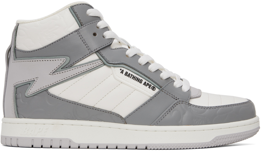 Shop Bape Gray & White Sta 88 Mid #1 M1 Sneakers