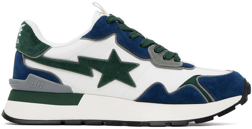 Bape White & Navy Roadsta Express #2 Trainers In Grxny