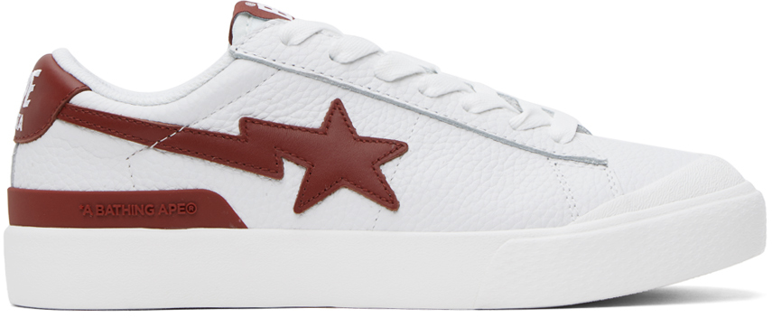 Bape White Mad Sta #2 M1 Trainers In Whp Red