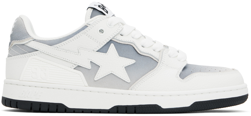 Bape White & Gray Sk8 Sta #4 Sneakers