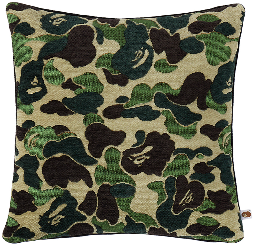 Bape Khaki & Black Abc Camo Cushion In Green