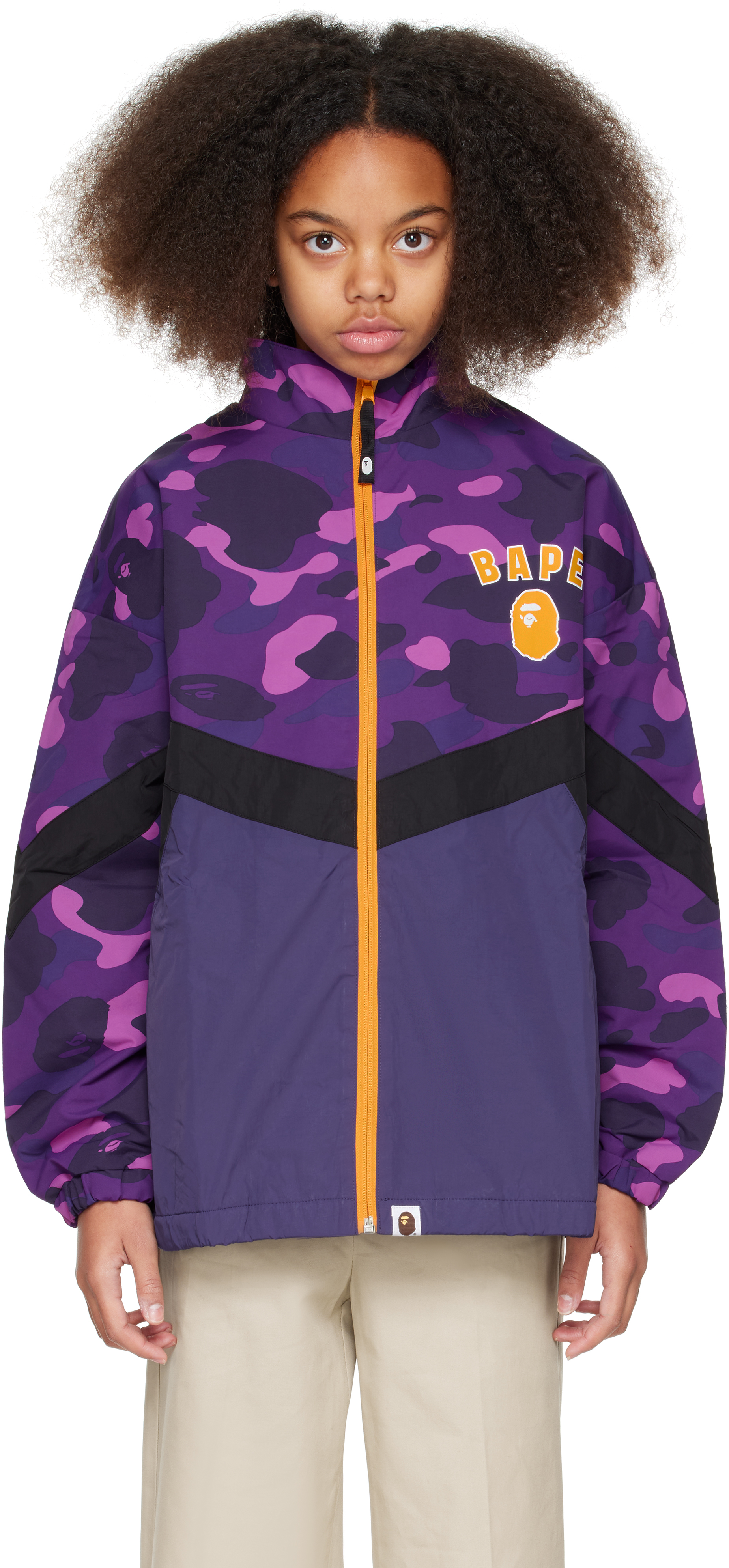 Kids Purple Color Camo Block Jacket by BAPE SSENSE Canada