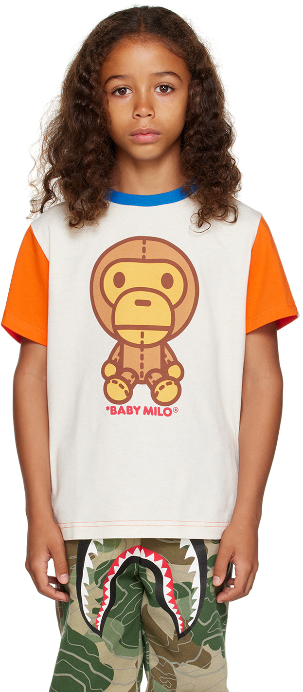 Kids White & Orange Baby Milo Toy T-Shirt