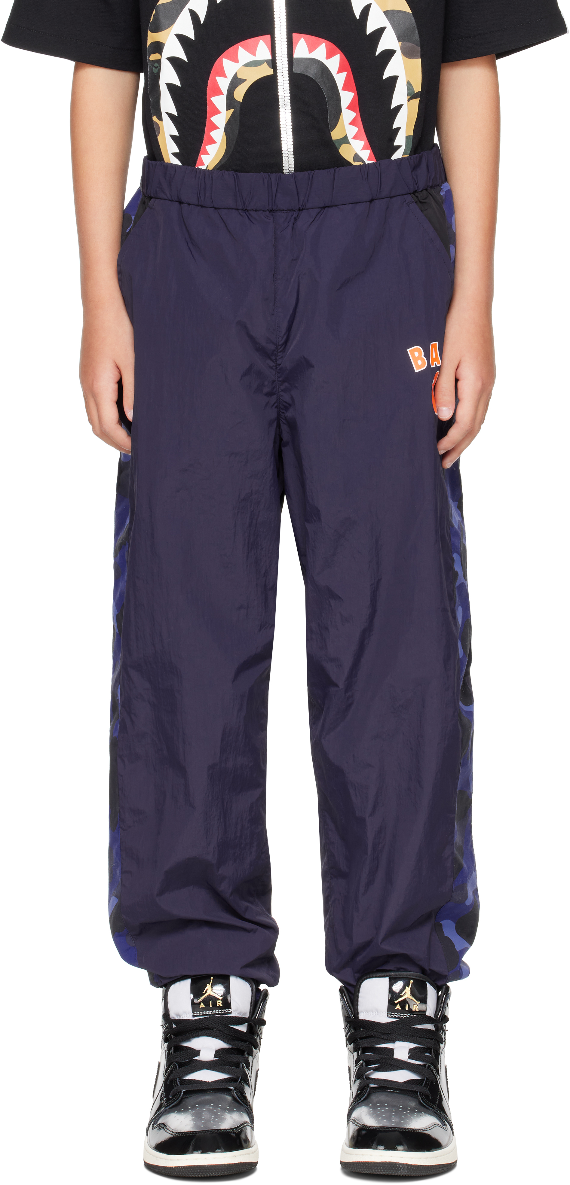 Bape Kids Navy Color Camo Block Track Pants
