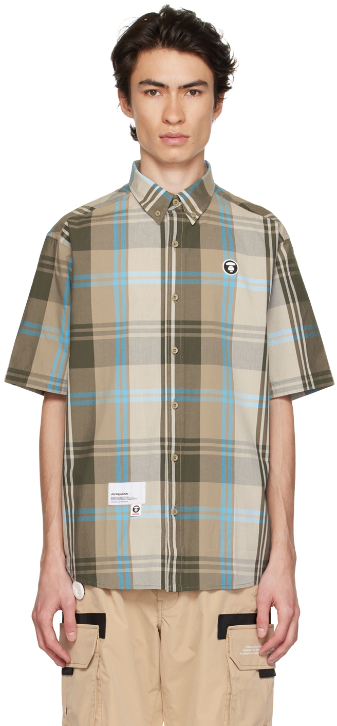 AAPE by A Bathing Ape Orange Plaid Shirt