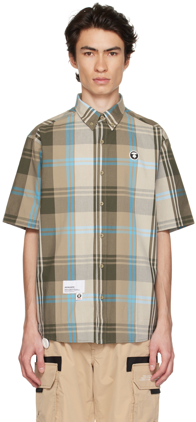 Aape By A Bathing Ape Logo-patch Plaid Shirt In Green