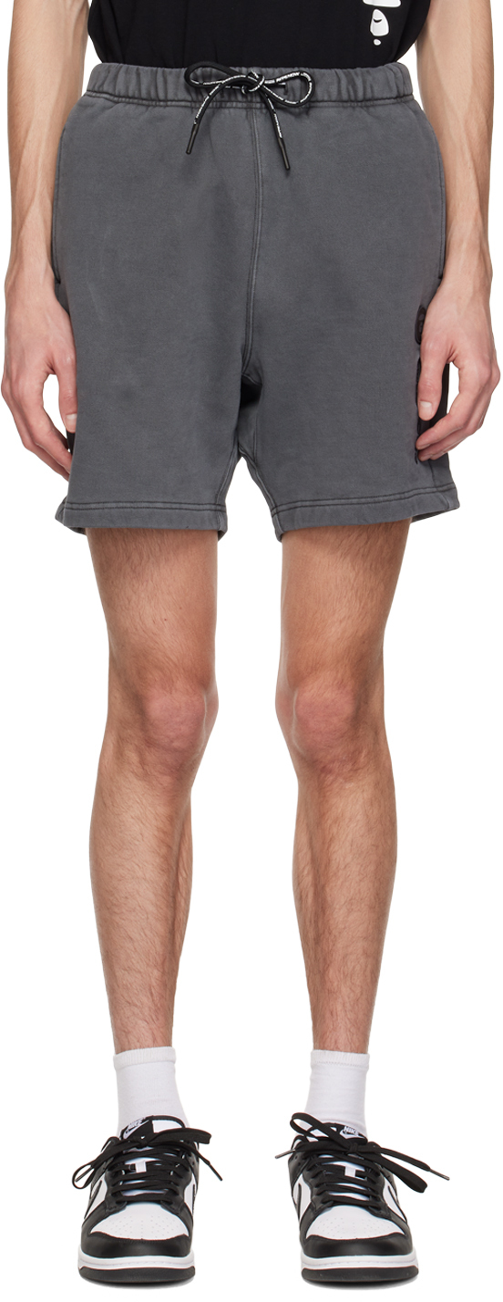 Aape By A Bathing Ape Embroidered-logo Cotton Shorts In Grey