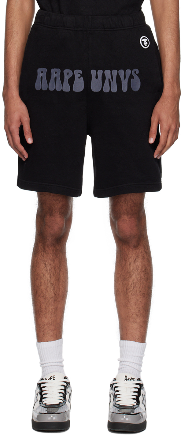 Short noir à écusson AAPE by A Bathing Ape en solde